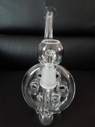 Glass hookah transparent porous oil drilling rig bong, smoking pipe, 14mm joint factory outlet
