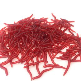 200pcs/lot 3.5cm Simulation Earthworm Red Worms Artificial Soft Bait Fishing Lure With Lifelike Fishly Smell