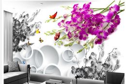 Orchid open butterfly fashion background wallpaper for walls 3 d for living room