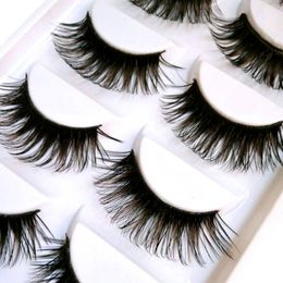 5 Pairs False Eyelashes Faux Eyelash Makeup Black Cross Soft Extension Natural Long Fake eye Lashes