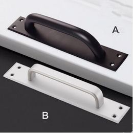 250mm 215mm modern simple unfold install black wooden door handles matte silver aluminum alloy moving secret gate pulls