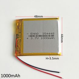 3.7V 1000mAh 354448 Lithium Polymer Li-Po Rechargeable Battery li ion cells For Mp3 GPS PSP Pocket E-books bluetooth RECORDER PEN
