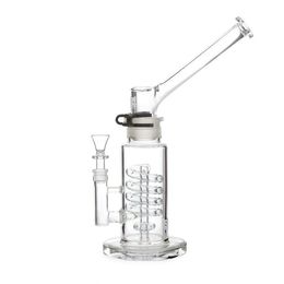 New Collection glass bongs Hookahs with Helix Coil showerhead perc and removable mouthpiece water pipe with 14 mm joint