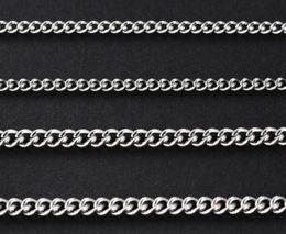 100pcs Lot fashion Jewellery Wholesale in Bulk Silver Stainless Steel Cowboys chain necklace fit pendant thin 2mm/4mm wide choose lenght