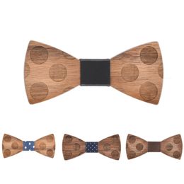 Stereoscopic Wood Bowtie 15 styles 10*5.5cm Handmade Vintage Traditional Bowknot For business paty wedding finished product DIY Bow tie