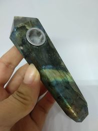 Hot sale natural labradorite stone quartz cystal smoking pipes as gift natural stones and minerals