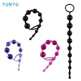 Anal Toy Color Jelly Anal Beads Sex Orgasm Vagina Plug Play Pull Ring Ball Anal Stimulator Butt Beads for Women 17403