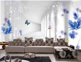 modern living room wallpapers fashion decor home decoration for bedroom Space Extended Blue TV Backdrop