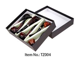 Wood Color Wooden Pipe Smoking Pipes 16cm Metal & Acrylic Material 6pcs/Set Choiced Gift 4 Types for Tabacoo Cigarette