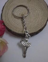 Ballet Ballerina Key Ring Dancer Dancers Keyring Gift Souvenir 25mm Key Rings Charms Metal Keyring 50 Pcs