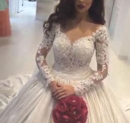 2019 Fabulous Beautiful White A-Line Lace Wedding Dress Arabic Vintage Princess Long Sleeves Country Style Bridal Gown Custom Made Plus Siz