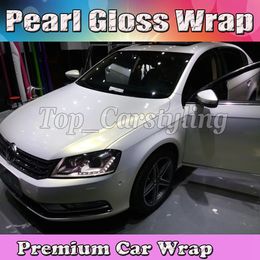 Pearlecsent Glossy White to Gold Shift vinyl Wrap With Air Bubble Free Pearl Gloss GOLD For Car wrap styling Covering Film size 1.52x20m