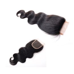 Human lace closure 4x4 size with brazilian hair free part lace closure black 35gram virgin UNPROCESSED Hair for marley female