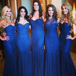 Mermaid bridesmaids dress 12y Royal blue Tull Sweetheart modest evening dresses designer modest long evening gowns simple Pleats New
