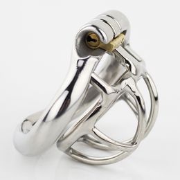 New Super Small Male Chastity Cage Stainless Steel Chastity Belt Penis Lock with 4 size Arc Base Ring Sex Toys