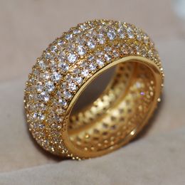 Victoria Wieck Artesanal De Luxo Jóias 10KT Ouro Amarelo Cheio Completo Branco Sapphire CZ Zirconia Diamante Pedras Preciosas Anel de Banda de Casamento Das Mulheres
