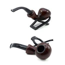 Wooden Color Smoking Pipe Metal and Acrylic for Tabacoo Dry Herbal Choiced Gift with Plastic Rack and Box