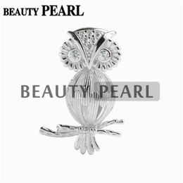 sterling silver pendant mountings Australia - Owl Cage Clear Cubic Zirconia 925 Sterling Silver Pendant Mountings Love Wish Pearl Locket 5 Pieces