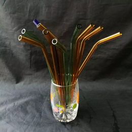 Colour curved glass straw , Water pipes glass bongs hooakahs two functions for oil rigs glass bongs