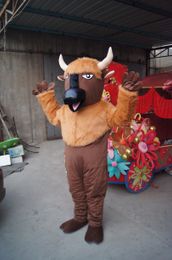 high quality Real Pictures Deluxe Brown cow Bison Bulls mascot costume Adult Size factory direct free shipping