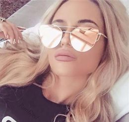 Cat New Aimade Eye Sunglasses Women Brand Designer Fashion Twin-Beams Rose Gold Mirror Cateye Sun Glasses For Female UV400 2023 Hot selling