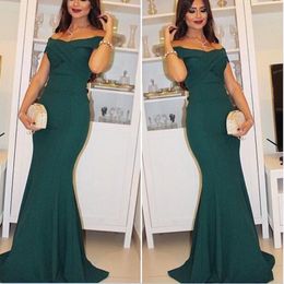 New Teal Green Prom Dresses Sexy Off Shoulder Formal Evening Dresses Pleats Mermaid Occasion Party Gowns Arabic 2019 Myriam Fares