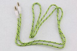 3.5mm Stereo Audio AUX Cable Braided Woven Fabric wire Auxiliary Cords Jack Male to Male M 1m 3ft Lead for Iphone samsung MobilePhone 500pcs