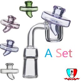 4mm Thick Quartz Banger Nail Polished Joint Smoking Accessories with Glass Coloured Carb Cap 5 Colours for Glass Bong Dab Rigs