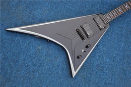 Custom Zakk Jack Son Black Electric Guitar Randy Rhoads Flying V, Copy EMG Pickups, String Thru Body Bridge, Black Hardware