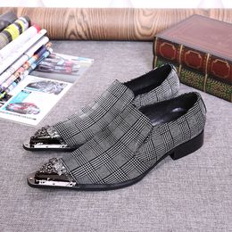 British Style Plaid Pattern Oxford Shoes for Men Shoes Slip On Business Formal Party Shoes Plus Size 38-46 Zapatos Hombre