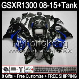 8gifts For SUZUKI Hayabusa GSXR1300 2008 2009 2010 2011 14MY104 blue flames GSXR-1300 GSX R1300 GSXR 1300 2012 2013 2014 2015 black Fairing