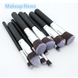 Hot sale -10 pcs/lot professional makeup brushes silver Synthetic Kabuki Makeup Brush Set Cosmetics Foundation blending blush makeup tool