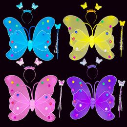 Children's double butterfly wings, three pieces of angel wings, dance decorations, performance props, 61 toys