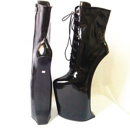 30cm High Height Sex boots Genuine Leather Platform Hoof Heels Ankle Boots US size 5-14 No.WG30