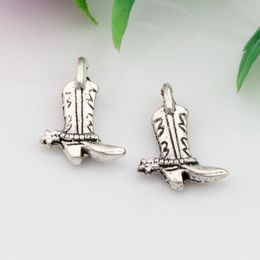 Hot Sales ! 200PCS Antique Silver Zinc Alloy Sided Boots Charms Pendants 13 x 17mm DIY Jewelry A-059