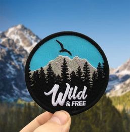 WILD&FREE PATCH MOUTAIN FOREST BIRD ADVENTURE EMBROIDERIED PATCH IRON ON CLOTHING SMALL CUTE DECORATION BADGE APPLIQUE EMBROIDERY EMBLEM FRE