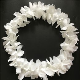 White Hawaiian Hula Leis Garland Necklace Flowers Wreaths Artificial Silk Wisteria Flowers Festive Wedding Party Suppliers 100pcs lot