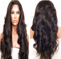 brazilian human virgin hair wigs loose wave style hair product natural black color 130% desnity lace front wigs