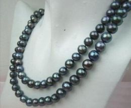 8-9MM + TAHITIAN BLACK PEARL NECKLACE 34" YYX1