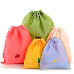 Waterproof Drawstring Bag Colourful Luggage Organiser Anti-dust PE Plastic Folding Sport Home Travel Storage Swimming Use