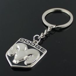 keys dodge UK - 5pcs lot Metal 3D Car Styling Keychain Key Ring for DODGE Logo Auto Keyholder Emblems Accessories