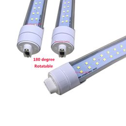 Double row 8ft T8 rotatable Led Light Tubes FA8 G13 R17D RotatingT8 Led bulbs 72W AC 85-265V UL DLC SAA