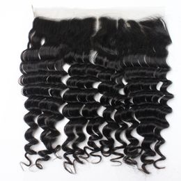 Brazilian Unprocessed Human Hair Lace Frontal Closure Hair Peruvian Loose Deep Lace Frontals 13*4 1B Free Part 8"-20" Free Shedding