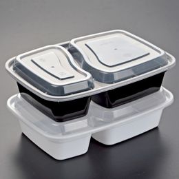 900ML Disposable Plastic Food Container 2-compartment Food Meal Storage Holoder 2 Colours Take Out Box Tableware