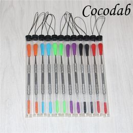 100pcs Wax dabber Dabbing tool with silicone tips smoking 120mm glass dabbers Stainless Steel Pipe Cleaning Tools and Plastic Tubes