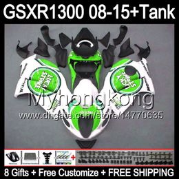 8gifts For SUZUKI Hayabusa GSXR1300 08 15 GSXR-1300 gloss green 14MY62 GSXR 1300 GSX R1300 08 09 10 11 12 13 14 15 Fairing gloss white Kit