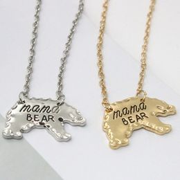 Mother's Day Mama Bear Necklaces & Pendants Silver Gold Colour Alloy Letters Love Short Necklace For Mum