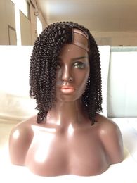 Virgin Brazilian Short Afro Kinky Curly U Part Peruka Blueless Virgin Human Hair Peruki 10-22 cala dla czarnych kobiet