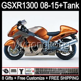 8gifts For SUZUKI Hayabusa GSXR1300 2008 2009 2010 2011 14MY178 gloss golden GSXR-1300 GSX R1300 GSXR 1300 2012 2013 2014 2015 TOP Fairing