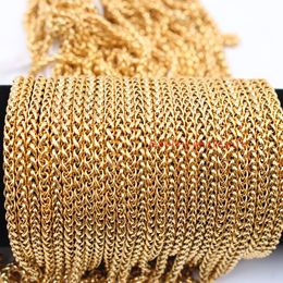 in bulk 3meter/lot Jewellery Finding Chain Gold Stainless Steel 3mm/4mm/6mm Fashion wheat braid chain Link Marking JEWLERY DIY